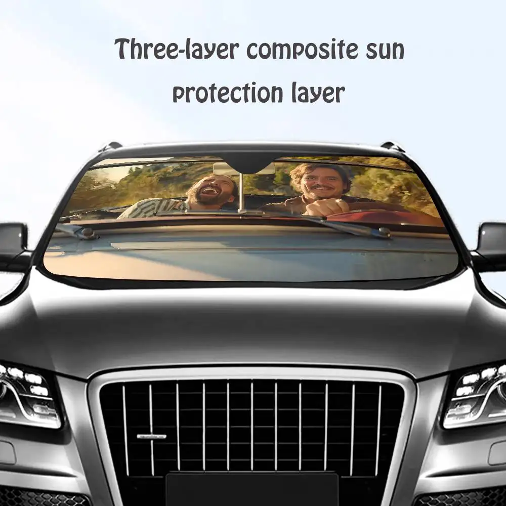 

N-Nicolas C-Cage Driving Car SunShade Windshield Sun Shade Personalized Picture Block UV Rays Visor Protector