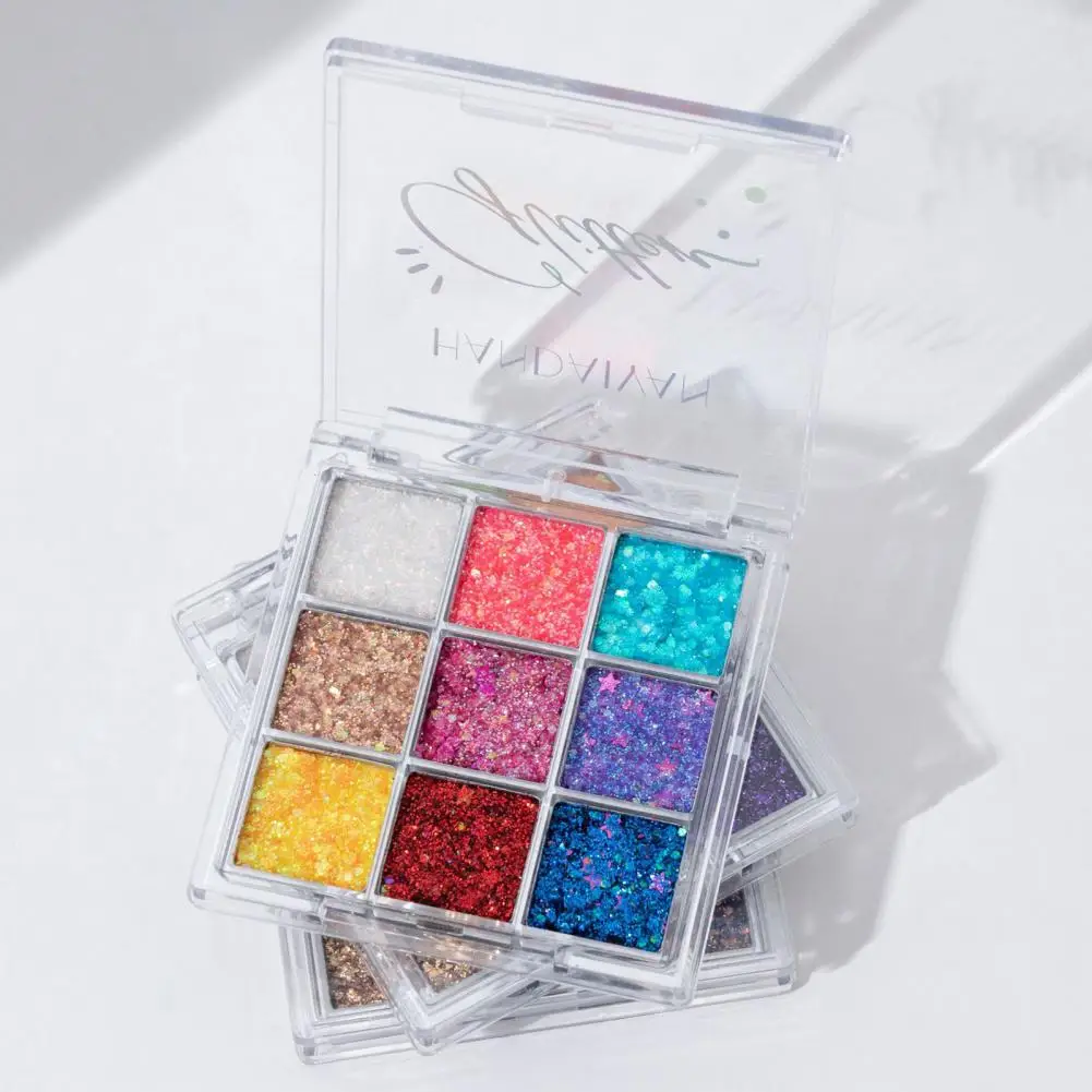 Eyeshadow Palette Paste Fitly Professional Cosmetics 9-color Beauty Sequins Makeup Eyeshadow   Sequin Eye Shadow  for Girl