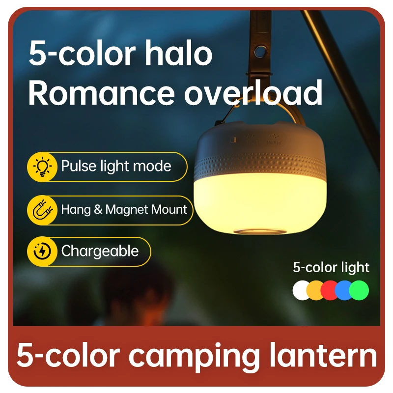 A dual-color camping light with ultra-long battery life and fast charging, capable of repelling insect bites and anti-fog, suitable for camping lighting, outdoor exploration, holiday decorations, home emergency lighting, holiday gatherings, parties, string lights, and post-disaster reconstruction.