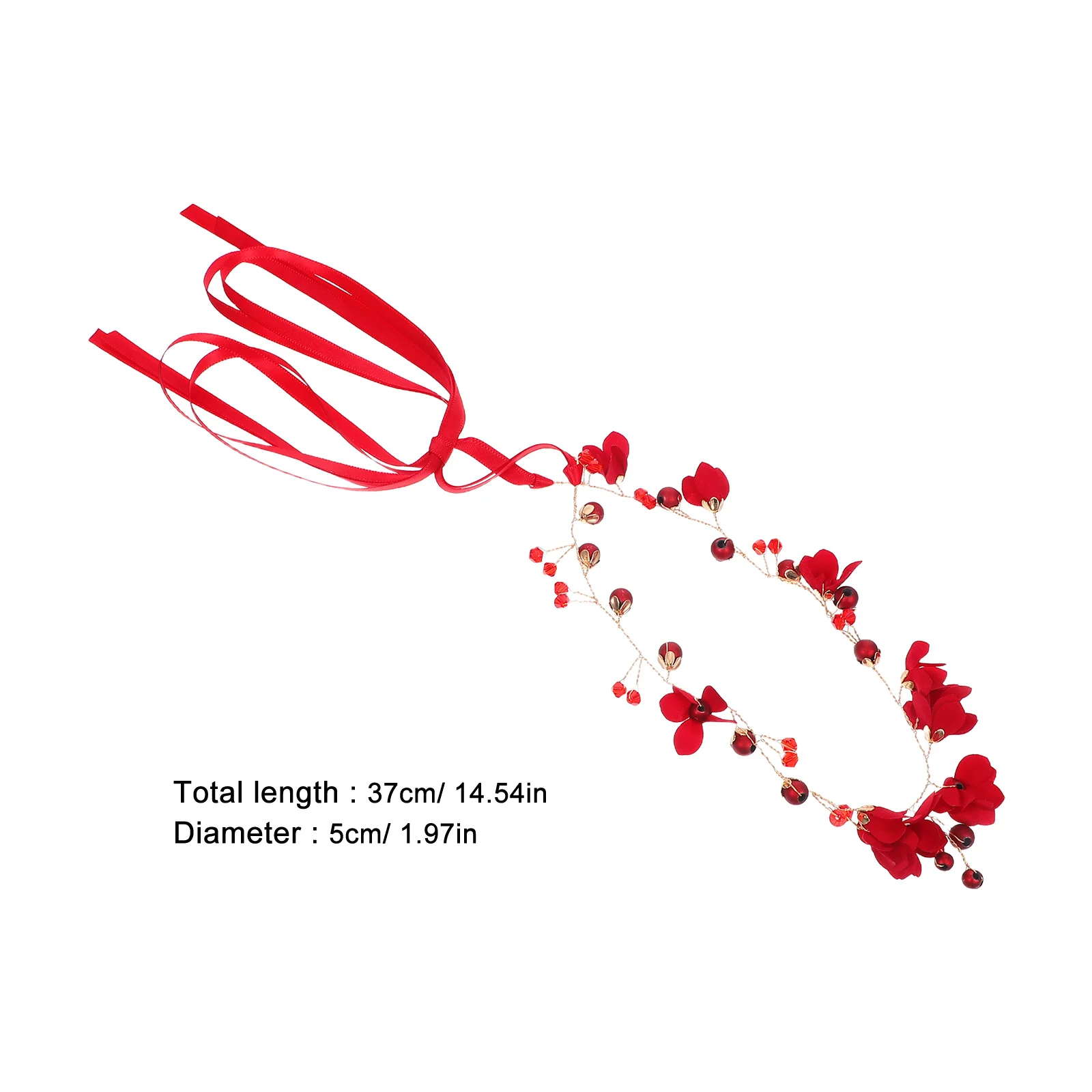 عصابة رأس على شكل زهرة حمراء للنساء غطاء رأس للعروس وحفلات الزفاف وإكسسوارات الشعر وحفلات التخرج ومجوهرات التخرج