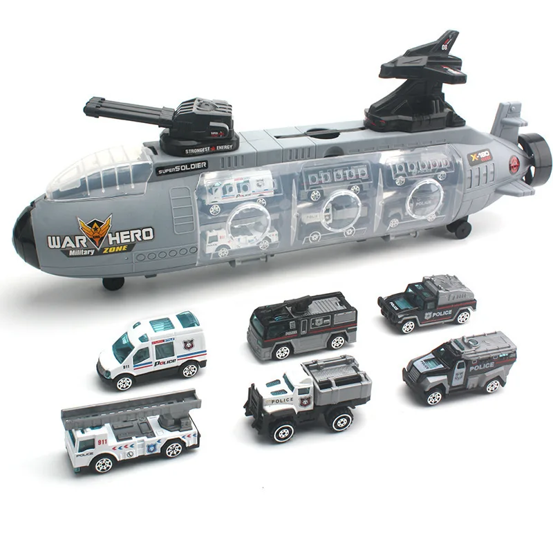 

Children's Toy Sliding Warship Submarine With Alloy Car Racing Military Plastic Model Car Tank Model Toys For Boy B051