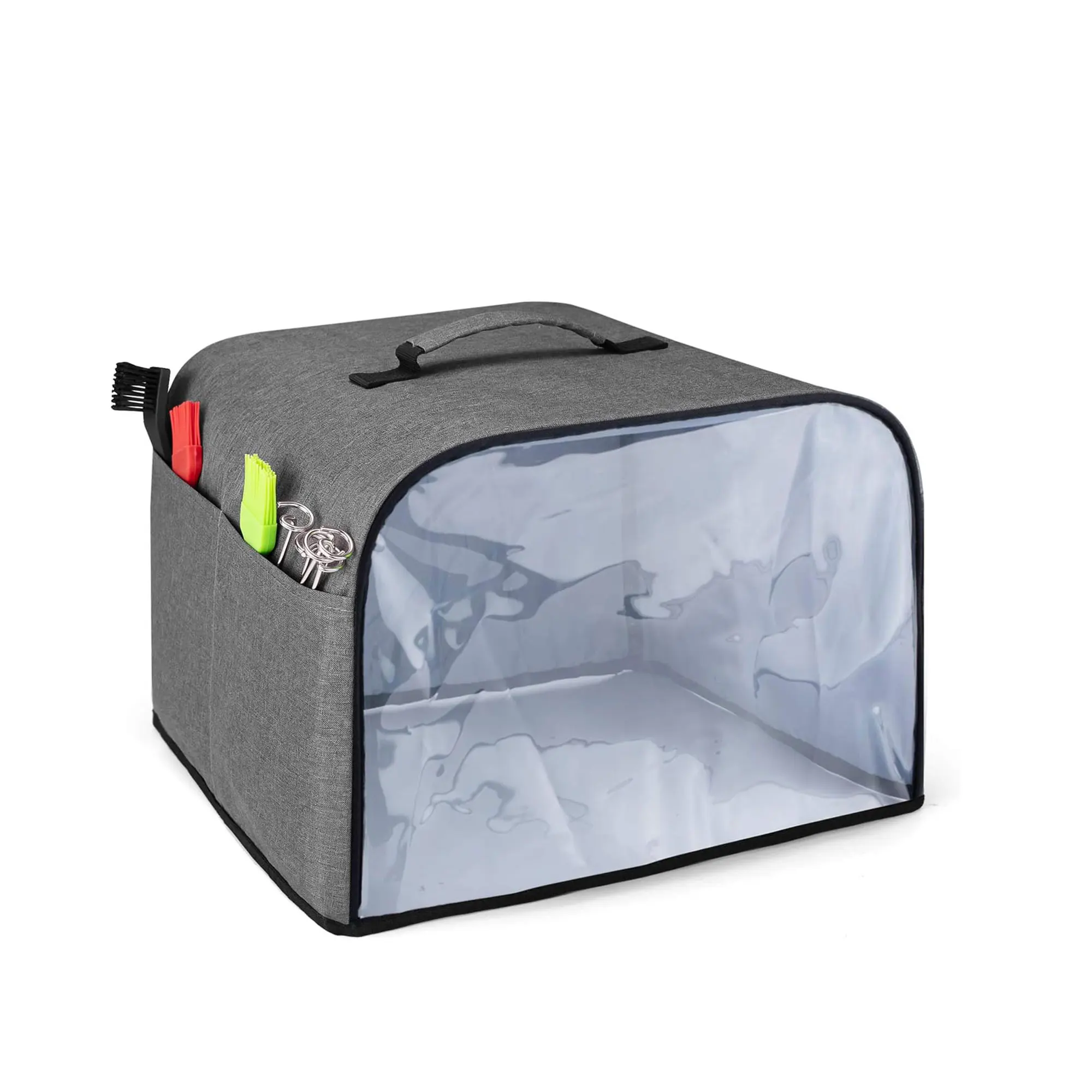 Dust Cover for Ninja Foodi Grill, Clear Front Panel, Storage Pockets, Gray, Compatible with AG301, AG302, AG400