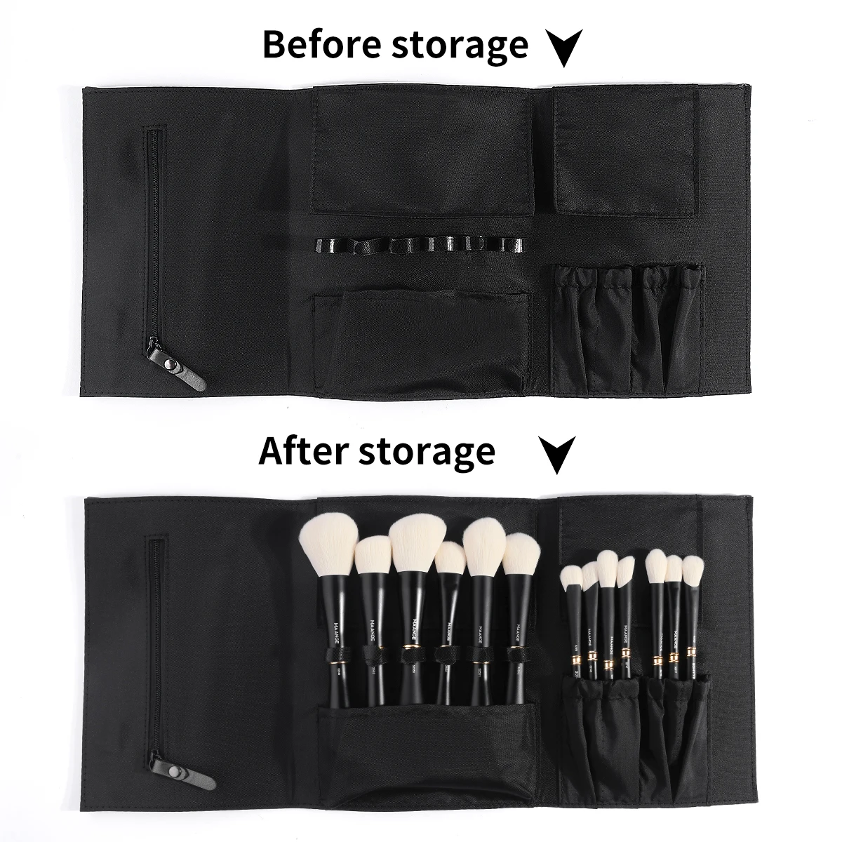 MAANGE 13 ชิ้น High-end Double Head ชุดแปรงแต่งหน้ากระเป๋าเก็บของขวัญกล่องสําหรับรองพื้นคอนซีลเลอร์อายแชโดว์เครื่องมือความงาม