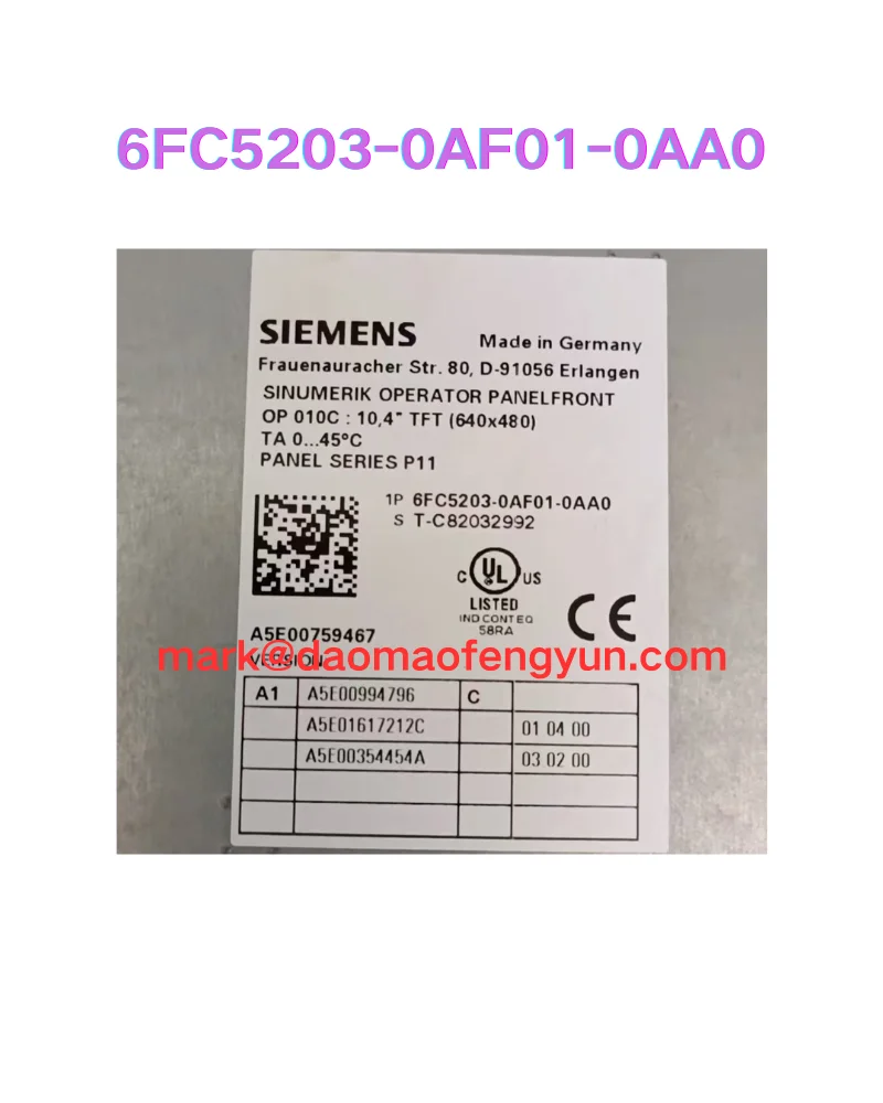 

6FC5203-0AF01-0AA0 Used SINUMERIK operator panel front OP 010C; 10.4" test OK