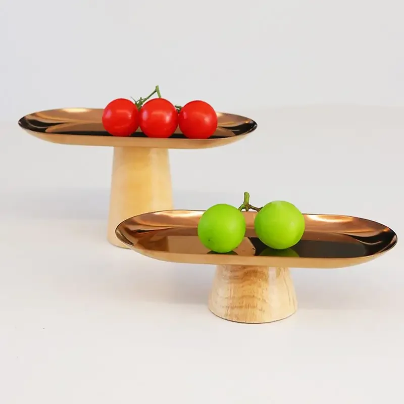 

Solid wood tray Nordic style high foot tray high appearance horizontal desktop finishing storage tray porch storage table simple