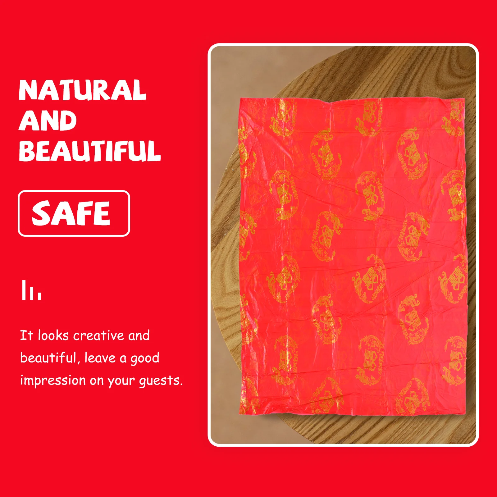 

10pcs Disposable Tablecloth Chinese Wedding Banquet Dirt Resistant Creative Style Oil Proof Folding Party Supplies Festival