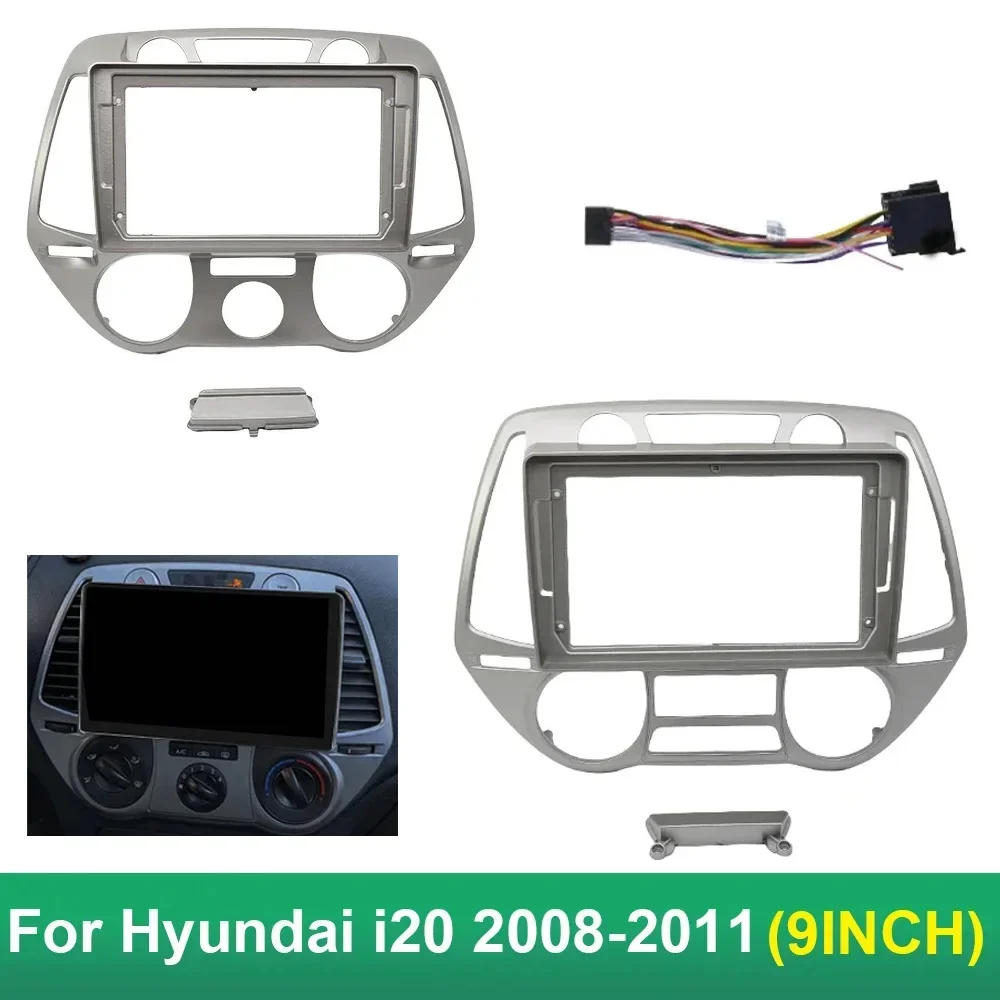 9 Inch Car Fascia Frame Cable For Hyundai i20 2008-2011 Android Big Screen Radio Dash Fitting Panel Kit