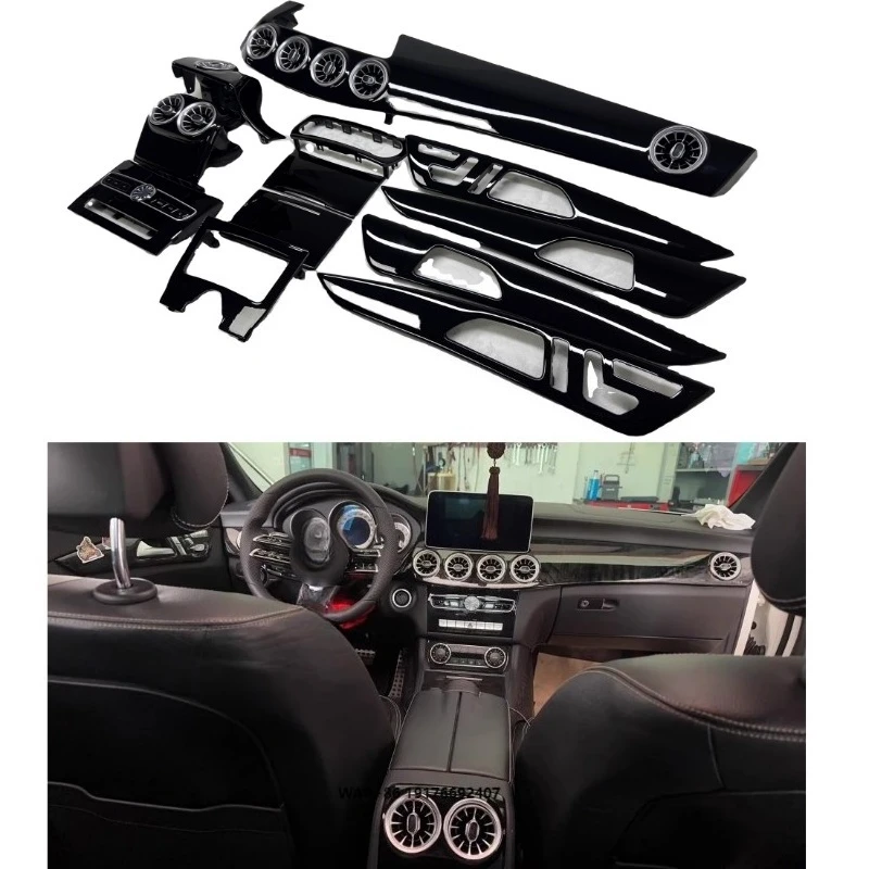 Car Interior Accessories Vent Panel Overlay for  CLS W218 Cls300 2012-2017 Turbine Air Vents Center Console Kits