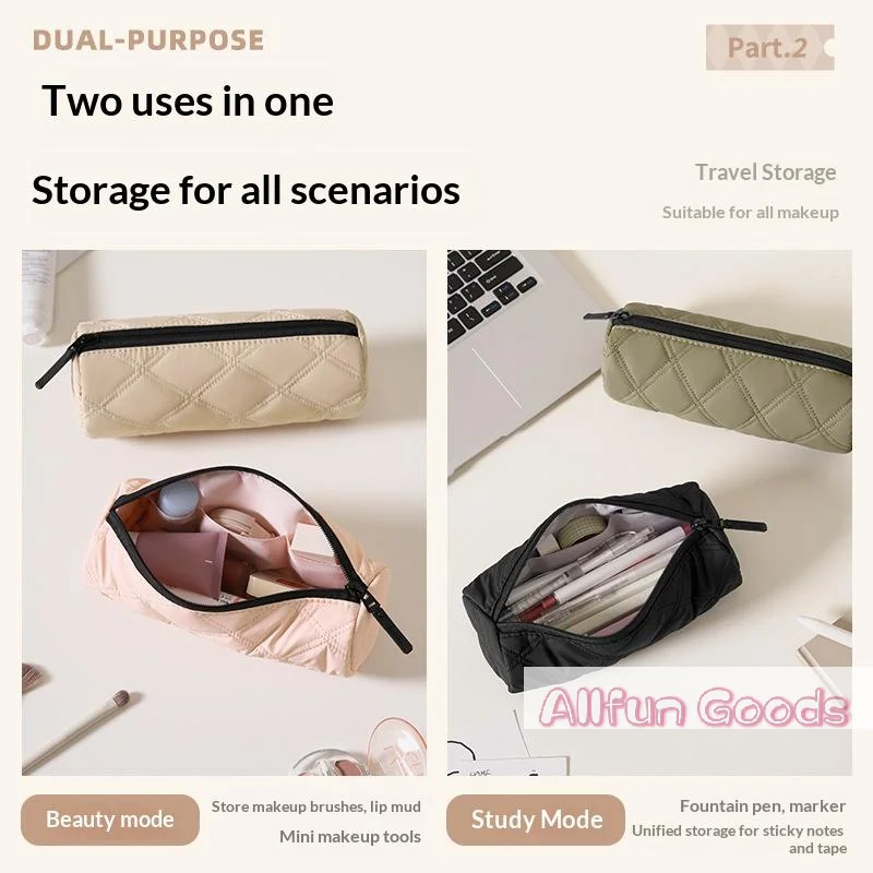Quilted Pencil Case With Multiple Trendy Colors And Durable Smooth Zipper Perfect For Students School Study Office Daily Use