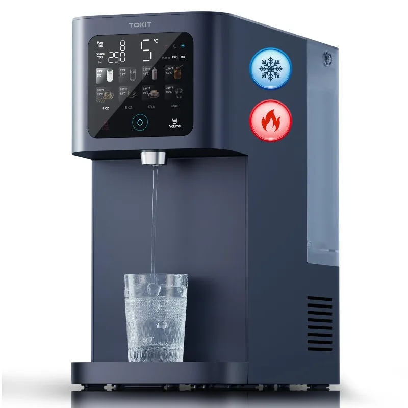 Reverse Osmosis Water Countertop, T1 Ultra UV Hot & Cold Water Dispenser, 5℃ Cooling and 3S Instant Heating Tech