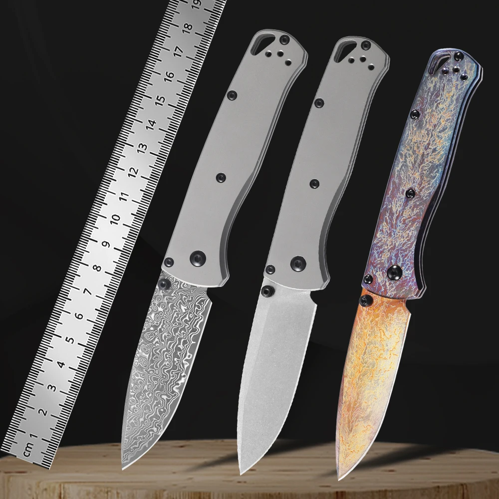 NINE THORN Damascus, titanium handle, folding knife, outdoor, camping, pocket knife, fishing