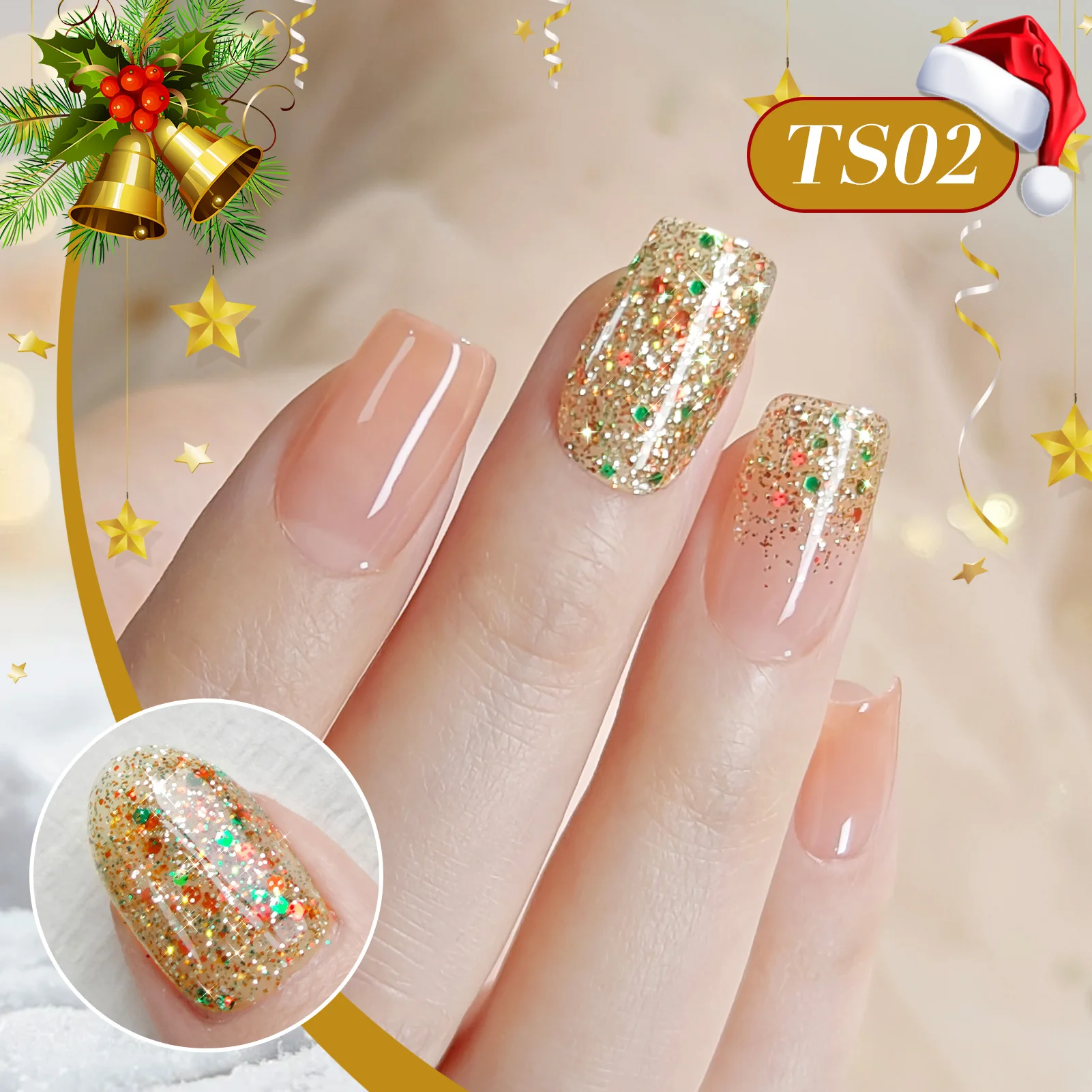본 프리티 15ml 크리스마스 글리터 젤 네일 폴리쉬 세미 퍼머넌트 매니큐어용 쏙 오프 UV LED 바니쉬 네일 아트 탑 코트