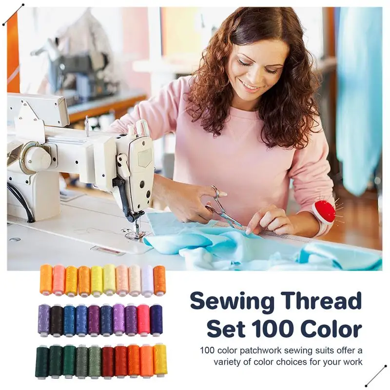 Sewing Thread Set 100 Colour 250Yd Each Spool Polyester Thread Kit For Hand Or Machine Sewing