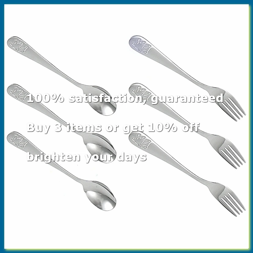 Stainless Steel Child Safety Cutlery Set, Bear Children Spoon and Fork Set Toddler Utensils Metal Cutlery Set