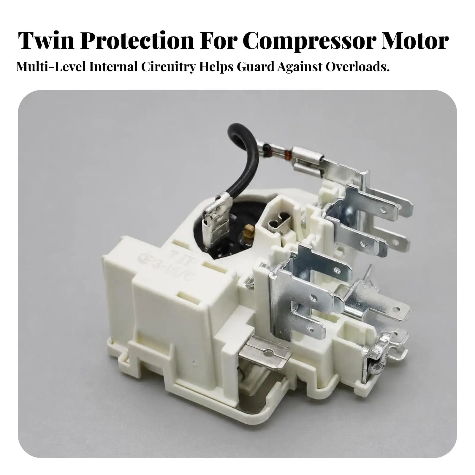 Fridge Compressor Starter Relay PTC Unit with Built in Overload Protector for Refrigerator Motor Replacement