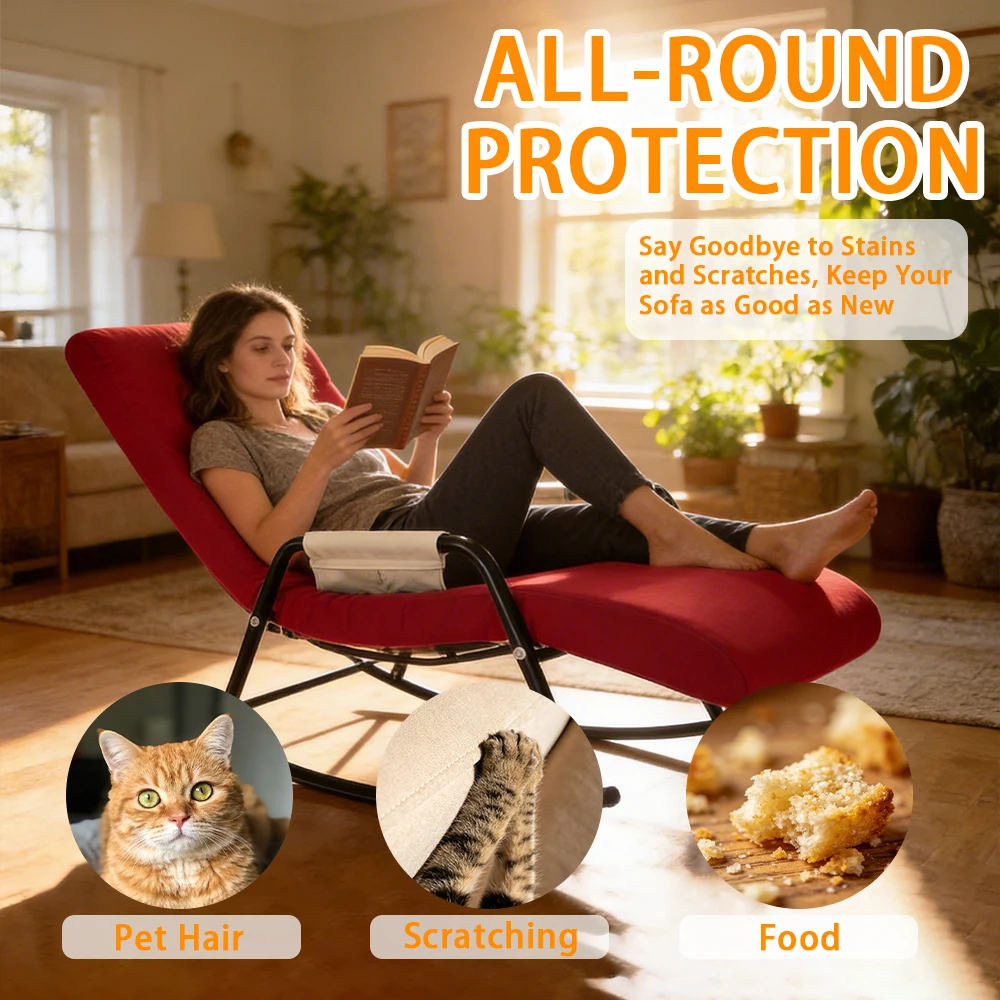 Soft Solid Color Chair Cover Non-slip Dustproof Washable Chaise Cover Stretchable All-inclusive Chair Covers for Balcony Home