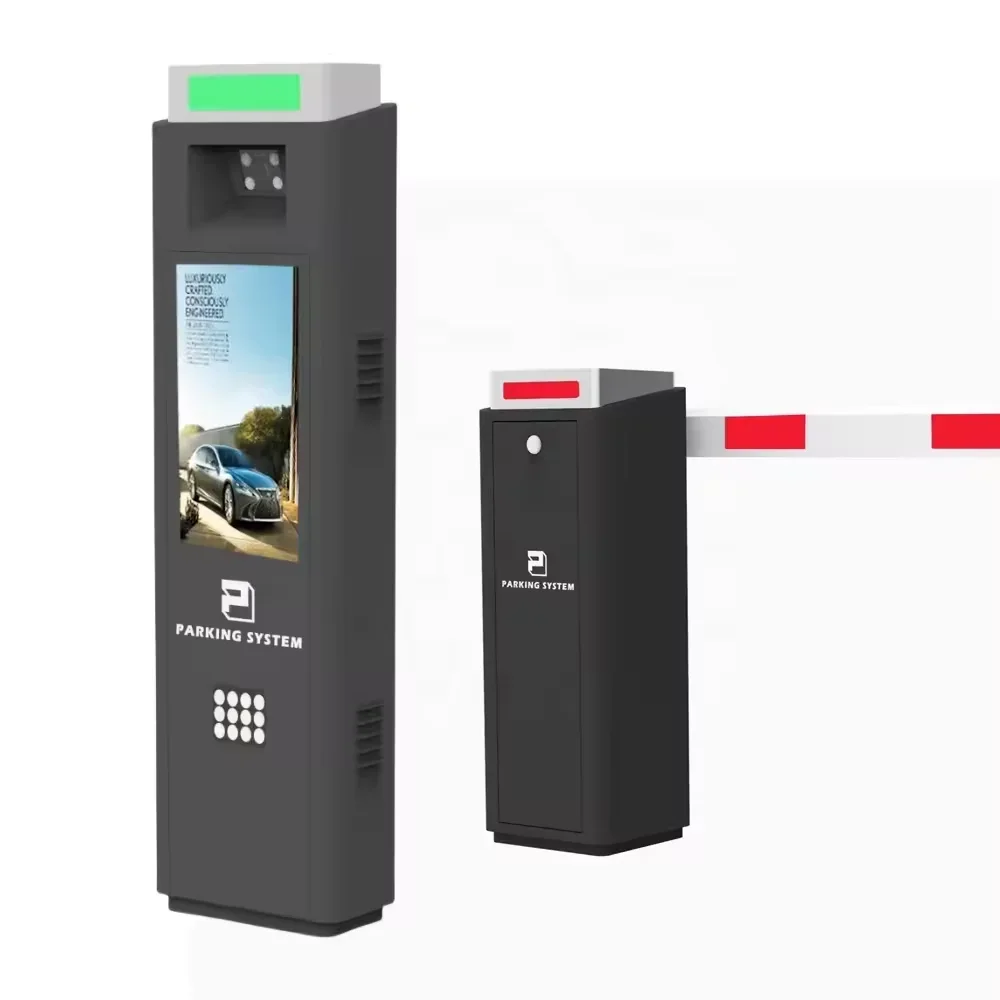 Sistema de estacionamento com display LCD, reconhecimento de placa de licença disponível em vários idiomas com sistema de bilhete de estacionamento de portão de barreira