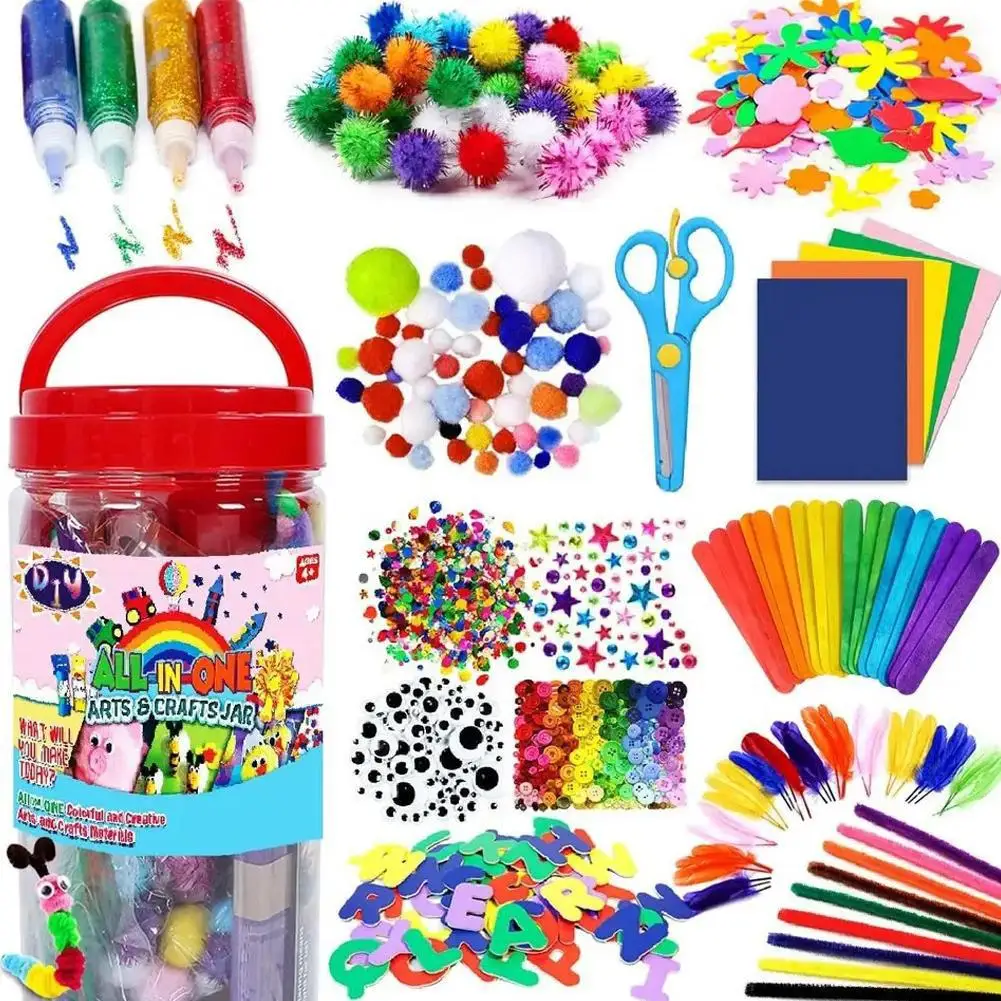 ชุดวัสดุ DIY สีสันสดใสสําหรับงานฝีมือโรงเรียนอนุบาล - รวมลูกบอลเส้นด้าย ไม้เส้นด้าย Twist Sticks Craft Kit สําหรับเด็ก