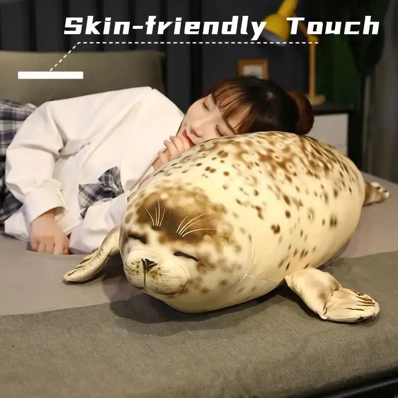 Soft 75cm Sea Lion Plush Toys Sea World Animal Stuffed 3D Simulation Seal Pillow Sofa Bed Decoration Cushion Nice Birthday Gift