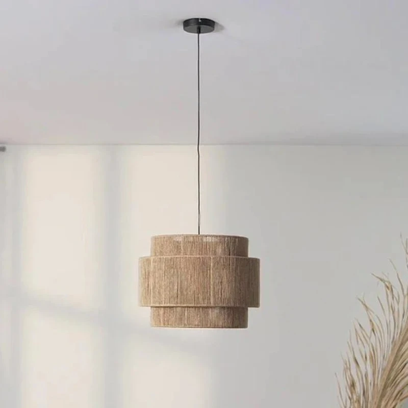 Japanese style hemp rope pendant light retro creative living room dining room pendant