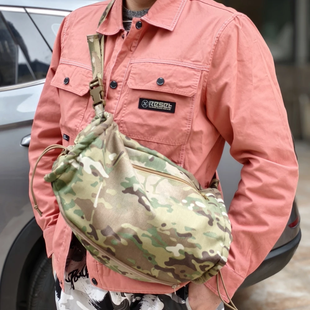 MultiCam Camouflage Bag Grab Fleece Warm Crossbody Bag Draw String Storage Bag Travel Single Shoulder Tactical Casual Fashion