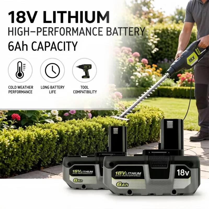 

Durable 18V 6000mAh Lithium Ion Battery for RYOBI 18V Tools | Replacement Battery for RYOBI P100 P103 P109 Cordless Tools