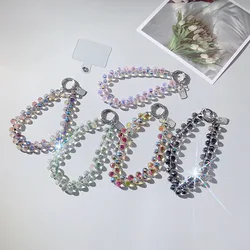 Crystal beads phone case chain short lanyard strap clip key chain Multiple color accessories