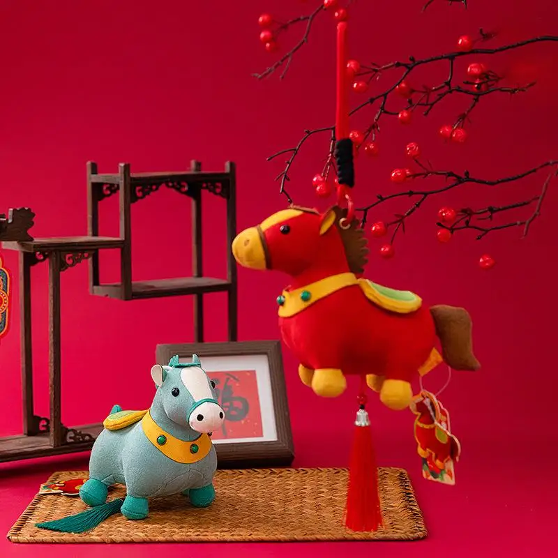 Bonito mascote de pelúcia pônei chaveiro kawaii zodíaco cavalo boneca de pelúcia mochila pendurado interior do carro pingente decoração presente de ano novo