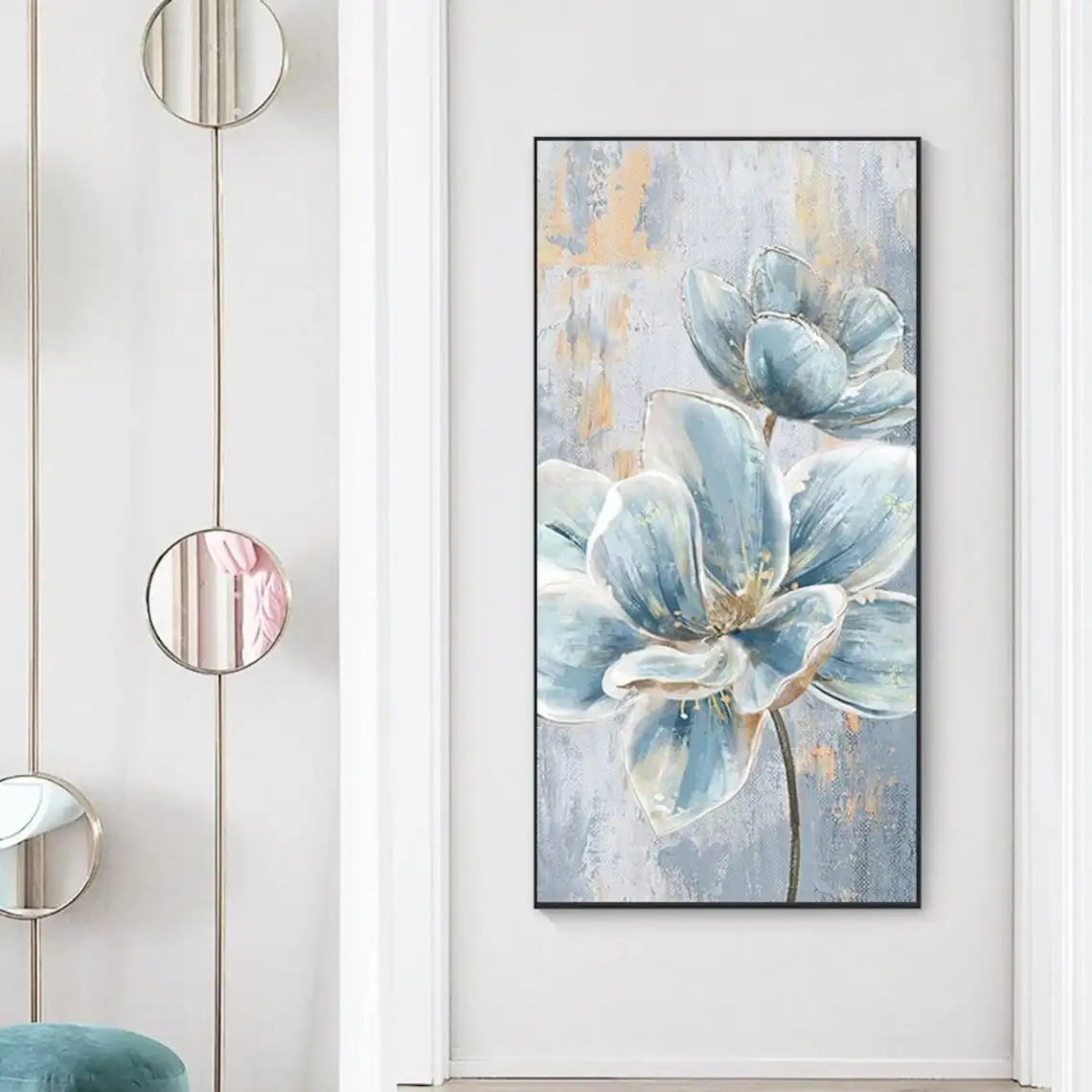 Modern Porch Decorative Painting Abstract Hand-Painted Flower Oil Painting On Canvas Thick Texture Canvas Painting Home Decor