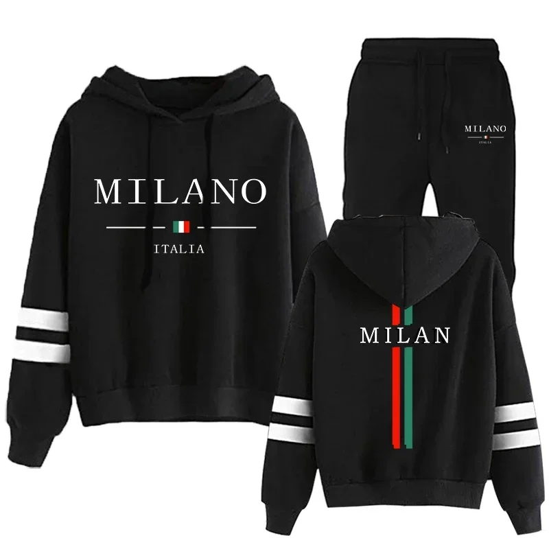 Quality Comfort Jogging Women Tracksuit Daily Outdoor Autumn Winter Hoodies Casual Single Piece Stripe Sweatshirt and Sweatpants