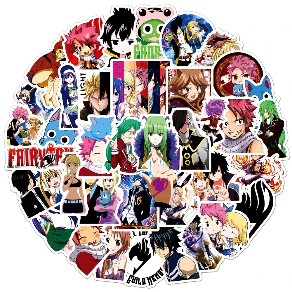 10/30/50pcs Fairy Tail Anime Stickers Lucy Natsu Cartoon Sticker Skateboard Motorcycle Phone Notebook Gray Juvia Graffiti Decals