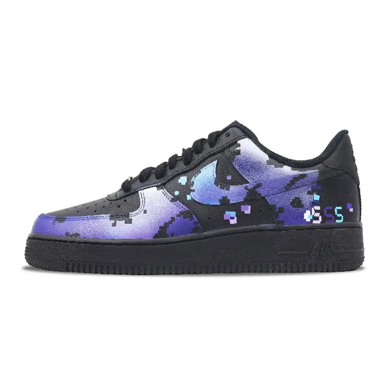 

[Custom Male pixel Galaxy]Nike Low-Top Skateboard Shoes Men's Blue Purple Black