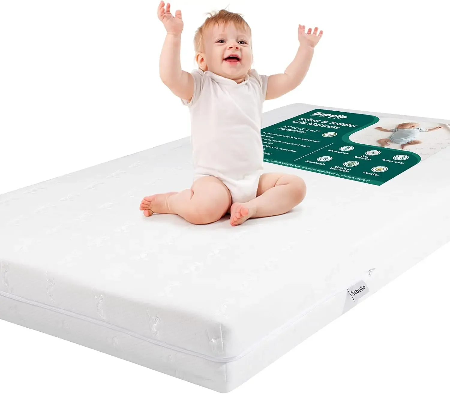 

Toddler Mattress, Waterproof Baby Mattresses for Crib and Toddler Bed, Removable and Machine Washable Mattress Cover, 52" x 27"