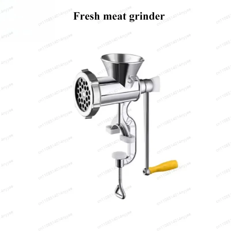 Fresh meat grinder, manual mincing, pull-out tab for table or bar, fine grain, stainless steel