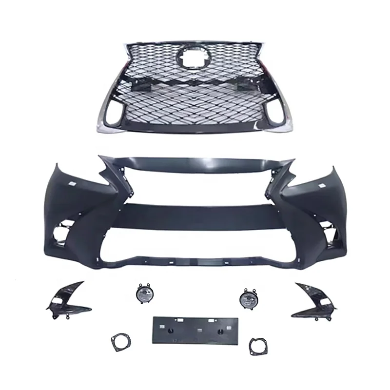 

GS F Sport Style Car Front Bumper Parts with Fog Lamp for Lexus ES 2015-2017 PP Material Body Kits Front Grill Front Facelift