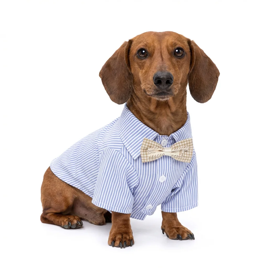 

Striped Dog Shirt, Breathable Casual Short Sleeve Puppy Clothes with Bow Pet Apparel for Spring Fall Birthday Party Photo