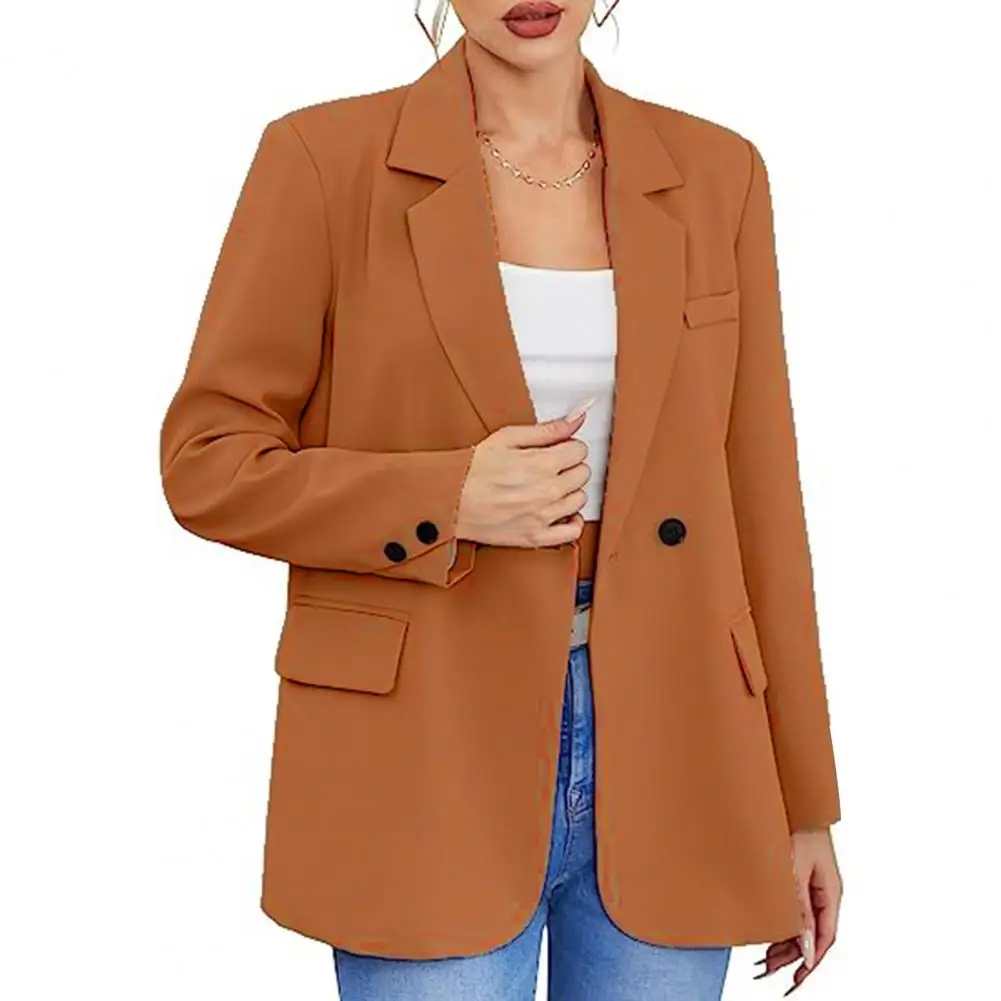 

Women Fall Spring Coat Formal Business Style Slim Notch Collar Single Button Cardigan Anti-wrinkle Commute Office Jacket