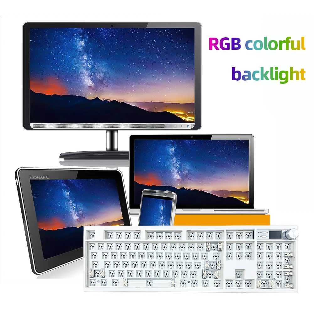 

GMK67 75% Wireless Mechanical Keyboard Gasket Mount BT5.0/2.4G Wireless/Wired Customizable Keyboards Kit VIA with Display Screen