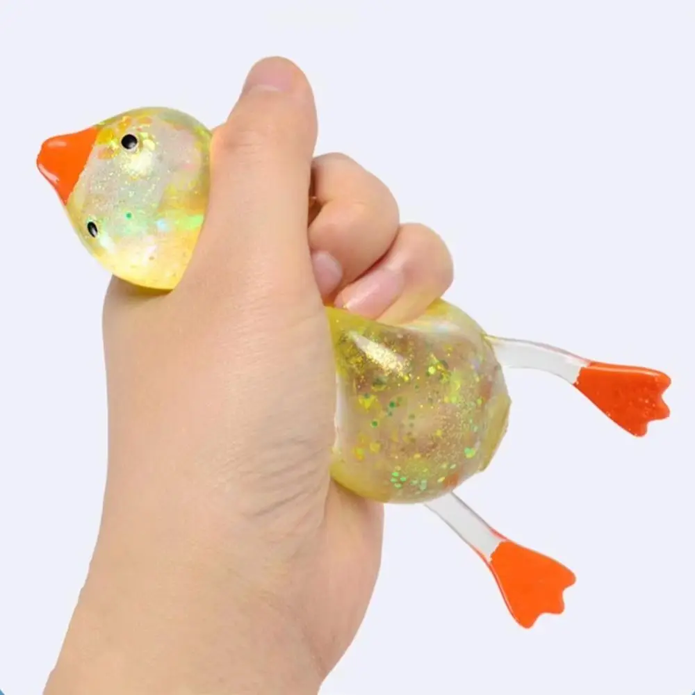 Portable Glitter Duck Squeeze Soft TPR Elastic Maltose Pinch Sequins Colorful Slow Rebound Ball Adults