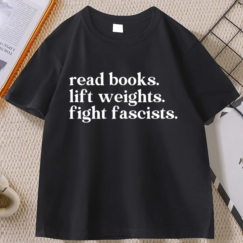 

Read Books Lift Weights T Shirt Men Women Cotton Short Sleeve Round Neck T-shirt Casual Printed Soft Tshirt Male Clothes