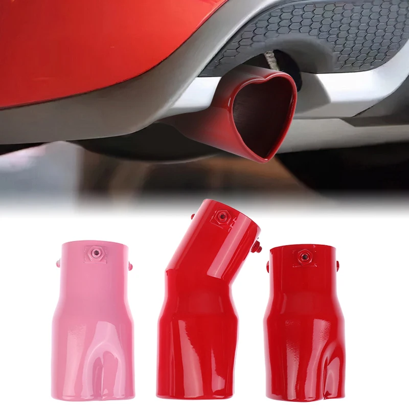 

Fashion Design Heart Shape Style Car Accessories 2.5 Inch Stainless Steel Silver Colorful Exhaust Tips Muffler Tail Pipe