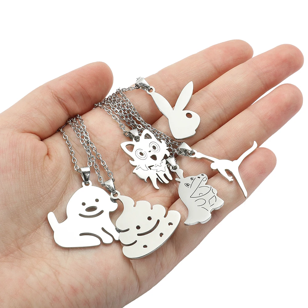 مجموعة قلادة على شكل حيوانات غريب الأطوار - قلادة على شكل قطة/كلب/ديناصور، هدية مجوهرات مرحة للبالغين، إكسسوارات لطيفة لمحبي الحيوانات الأليفة