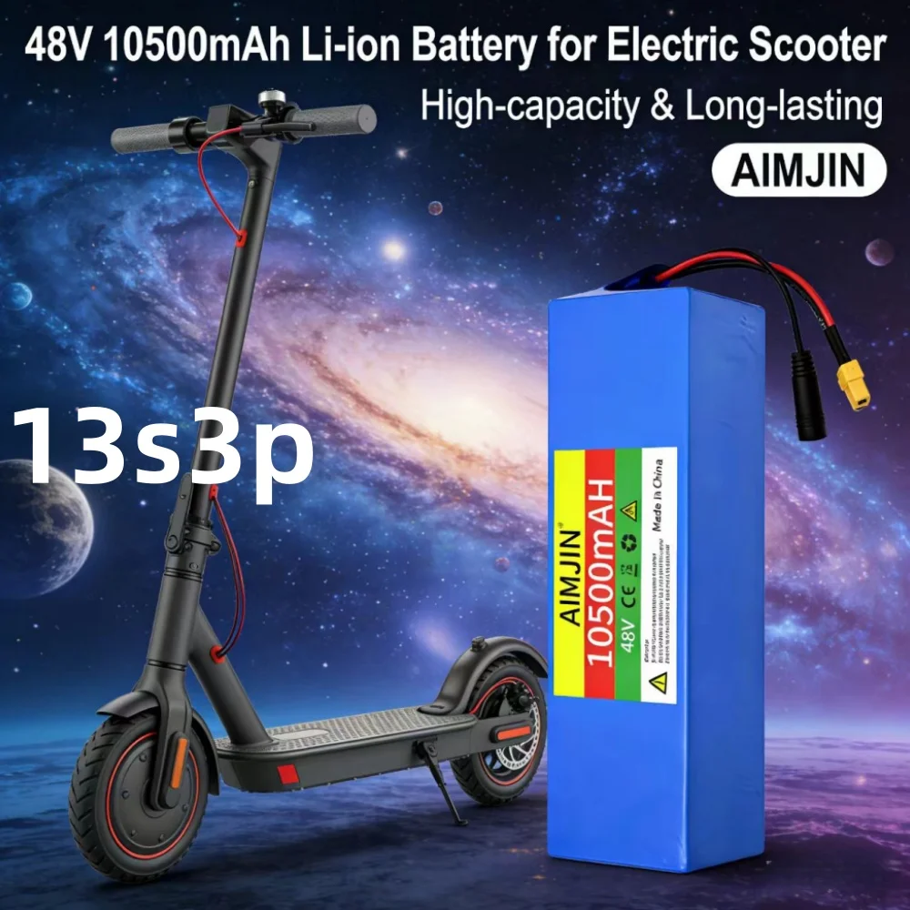 

13S3P 10500mAh 48V Lithium Ion Battery 1000W 10.5Ah Battery Pack with BMS for 54.6V Motorized Scooter - High Capacity