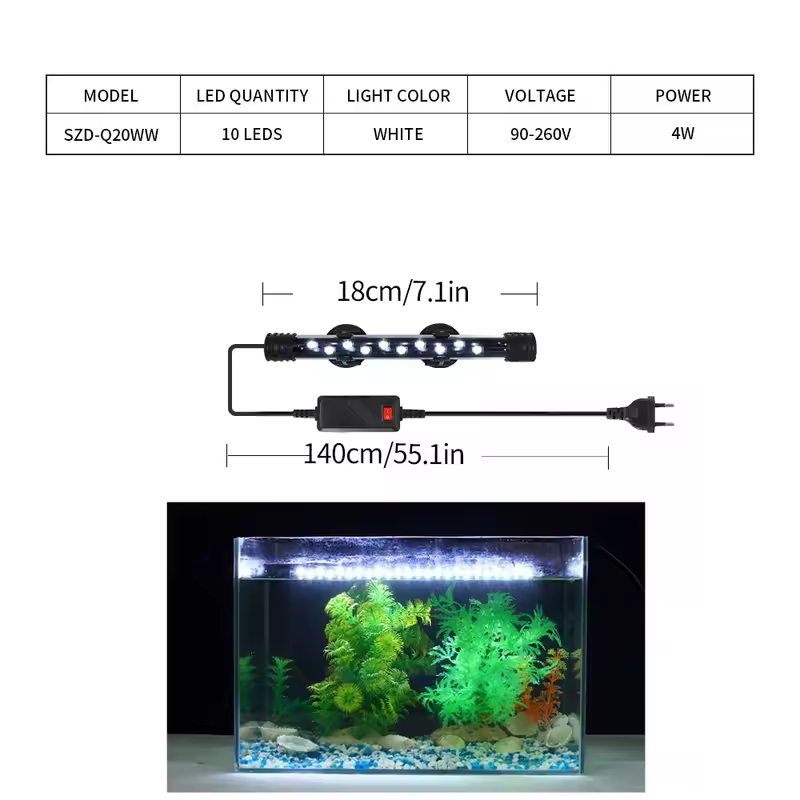 90-260V Aquarium Light LED Waterproof Fish Tank Clip Light Underwater Decor Lighting Submersible Lamp Plant Grow Lamp 18-58 CM - Image 7