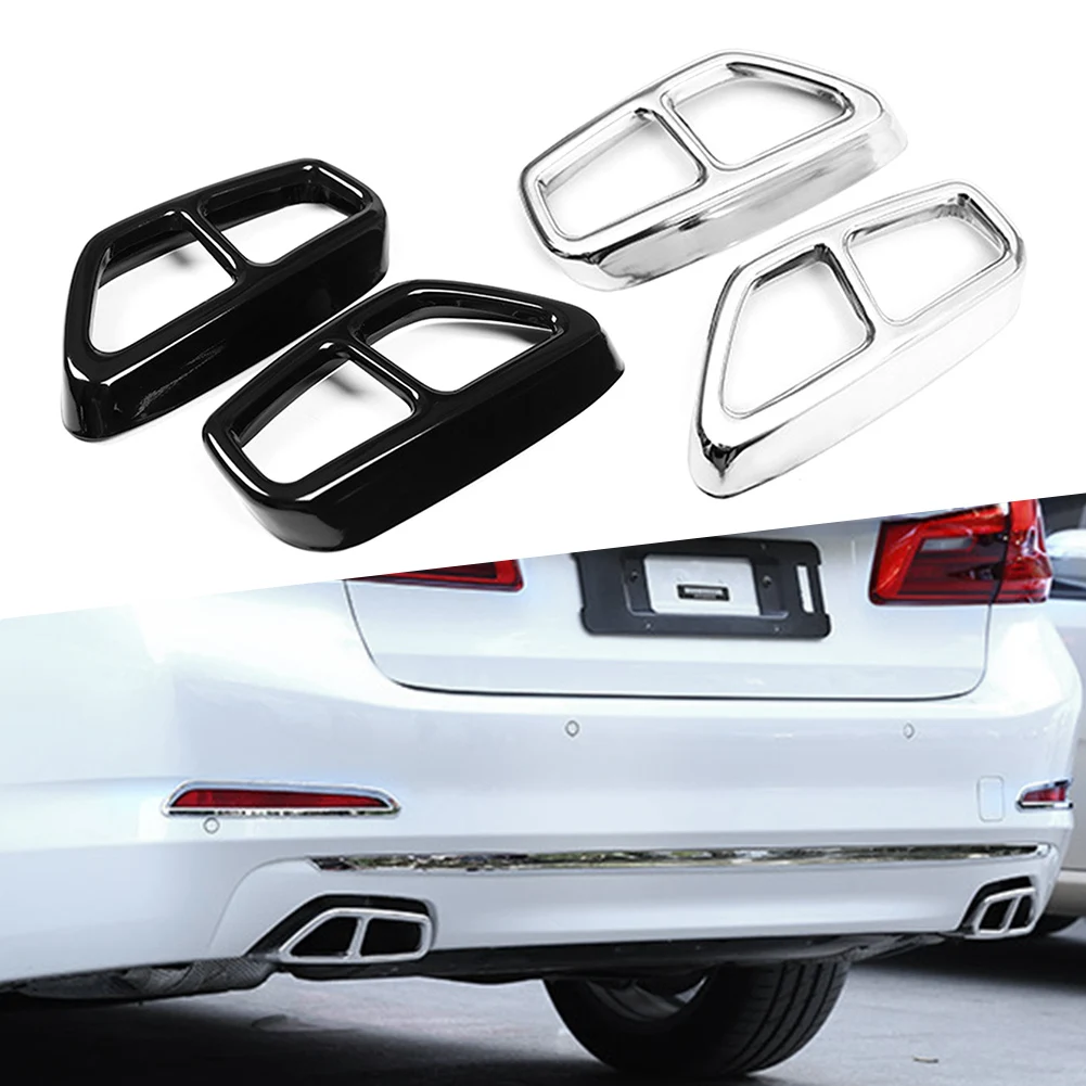 

2Pcs Car Exhaust Muffler Pipe Tip Tailpipe Cover Trim Decoration Stainless Steel For BMW 5 Series G30 G31 2017 2018