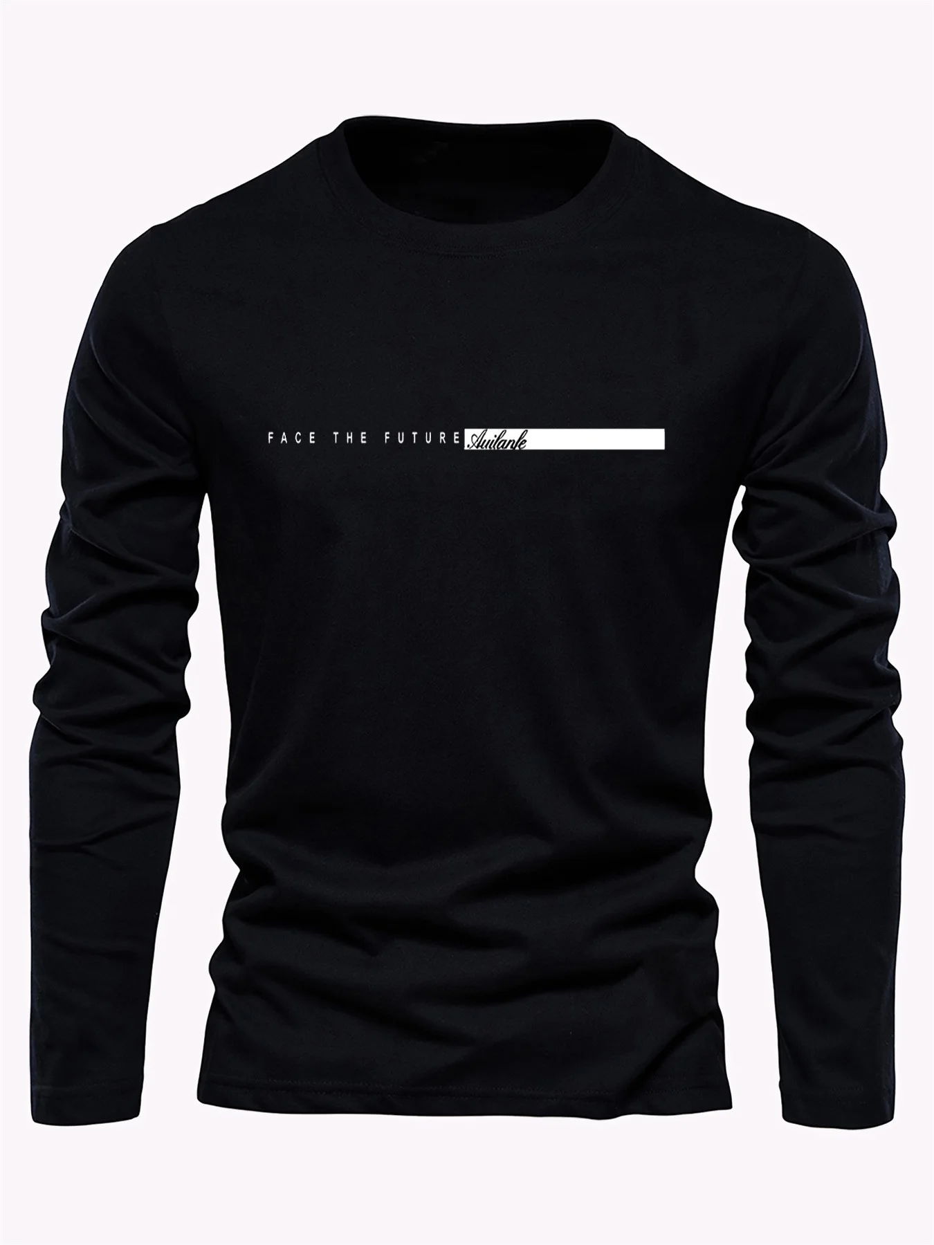 Letter Print Mens Long Sleeve T Shirt 100% Cotton Autumn Winter Base Layer