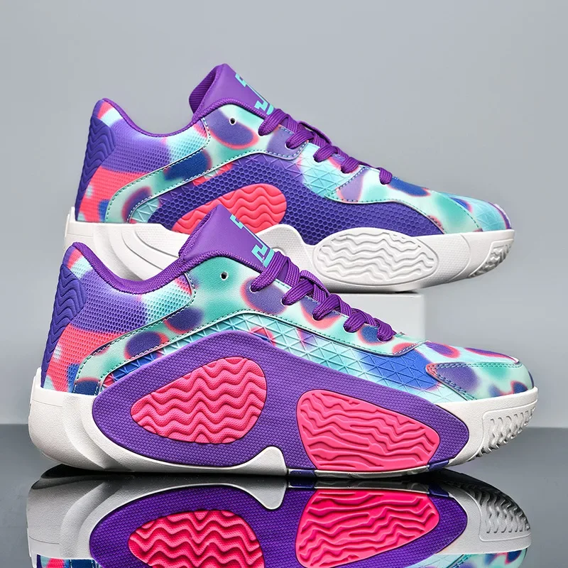 

2025 Purple Basketball Shoes Men Platform Training Women Basketball Sneakers Anti-Slip Baske Sneakers Male zapatillas de basket