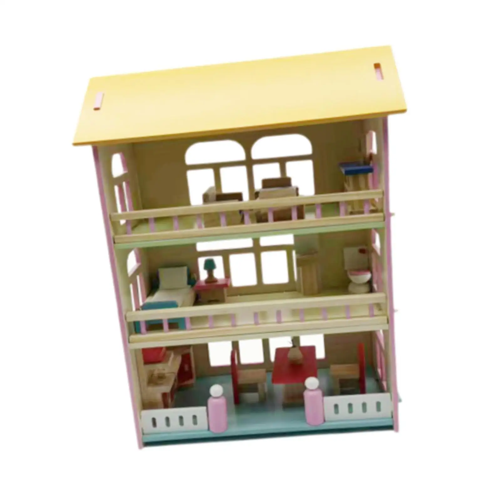 Casa de bonecas de madeira villa casa de boneca playset com móveis pequena sala fazendo kit casa de boneca em miniatura para meninas para meninas