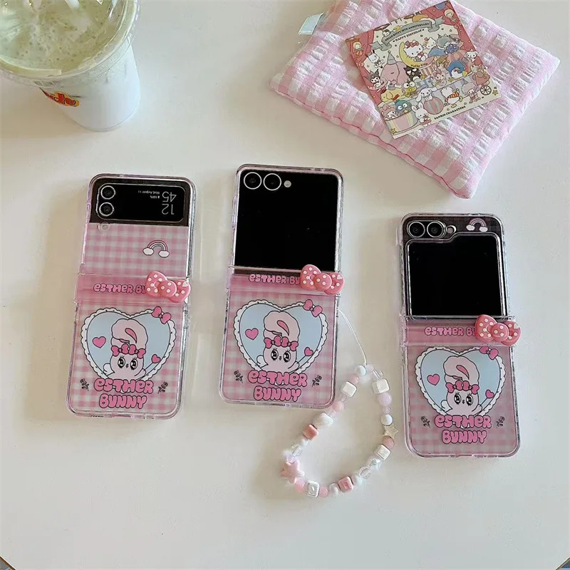 

Grid 3D Bow Rabbit for Samsung Galaxy Z Flip 7 6 5 4 Protective Back Cover for ZFlip5 ZFlip6 ZFlip7 Case Shell