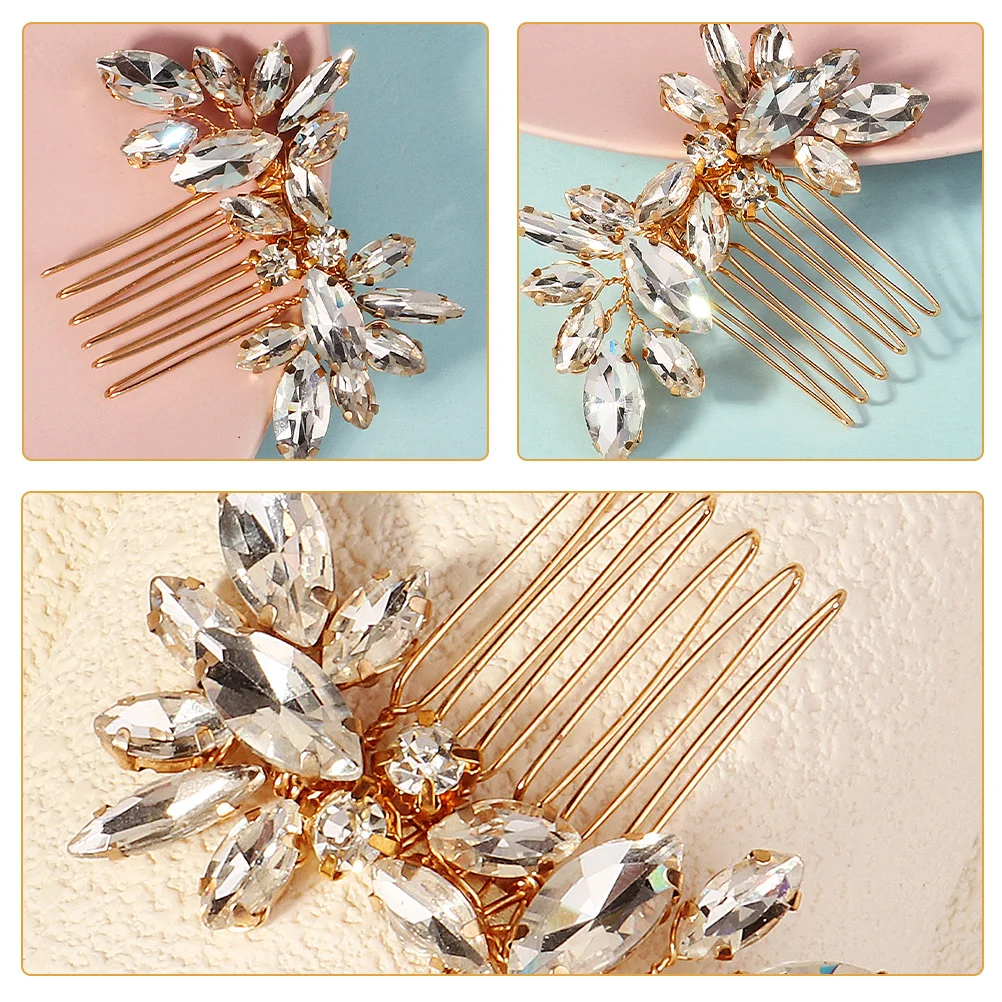 

Bridal Rhinestone Wedding Hair Comb Exquisite Flower Decoration Side Comb for Brides Bridesmaids Prom Hair Accessories